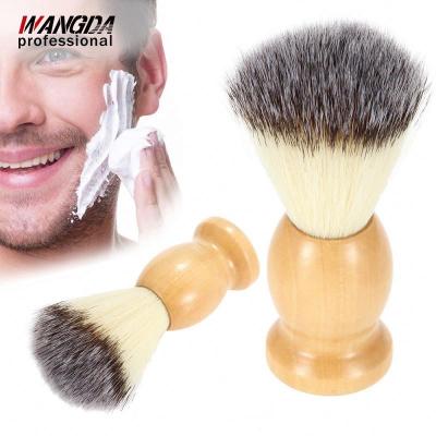 China 1pc Shaving Brush Shaving Brush Wooden Handle Shaving Razor Brush Salon Men Beard Cleaning Appliances Facial Shaving Tools High Quality Nylon Hair for sale