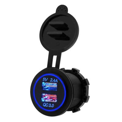 China ABS QC 3.0 Quick Charger Multi USB Port Motorcycle USB Charger for sale