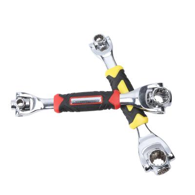 China High Quality Vehicle Repair Chrome Vanadium Steel 8 in 1 Adjustable Dog Wrench Rotary Universal Wrench for sale