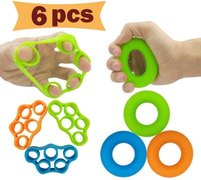 China Bodybuilding Hand Resistance Bands Finger ExerciserGrip Strength Trainer Hand Grip Strengthener (6 PCS) for sale