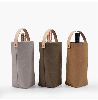 China Recyclable Custom Luxury Logo Kraft Paper Bag Red Wine Recyclable Gift Household Washable Bag for sale