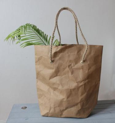 China Recyclable Brown Grocery Bag Washable Kraft Paper Bag for sale