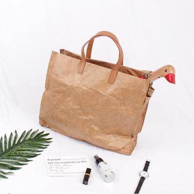 China Recyclable wholesale fashion kraft paper tyvek paper tote bag washable shopping bag for sale