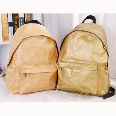 China High Quality Reusable Foldable Light Backpack Unique Brown Tyvek Paper Gold Backpack Waterproof for sale