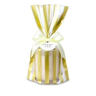 China Recyclable Wedding Favor Item Cookie Gold Bag Striped Plastic Opp Bag Cookie Packaging Bag for sale