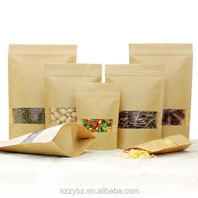 China Food Grade Recyclable Stand Up Waterproof Ziplock Kraft Paper Bag With HD Window for sale