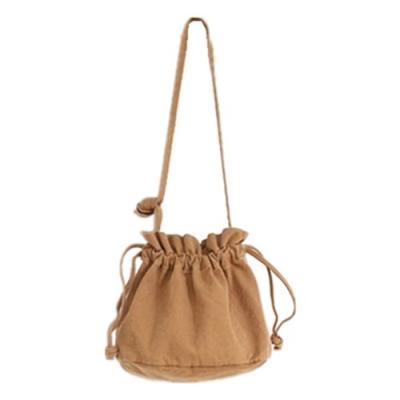 China Wholesale Fashion Women's Teens Shoulder Canvas Minimum Bags Casual Bucket Bag Bags With Drawstring for sale