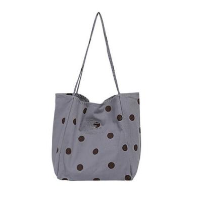 China Wholesale Handled Large Capacity Shopping Bag Shoulder Bags Polka Dot Canvas Casual Bag for sale