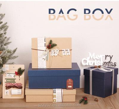 China Lovely Recyclable Flat Pack Christmas Kraft Paper Gift Box for sale