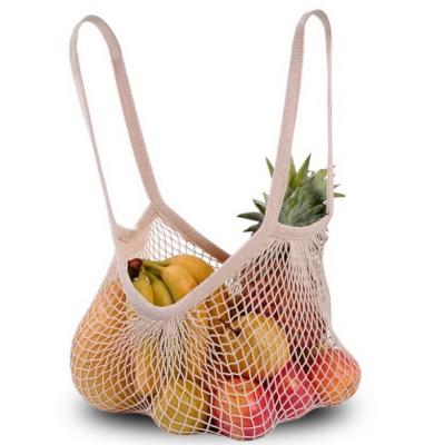 China Other Colorful Long Handles Kitchen Fruit and Vegetable Toy Storage Pouch Reusable Foldable Recycled Mesh Hanging Bag for sale