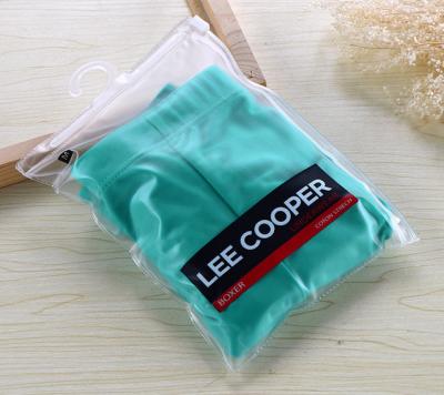 China Recyclable With Hanger Zipper Lock Plastic Clothing Underwear Packaging Bag for sale