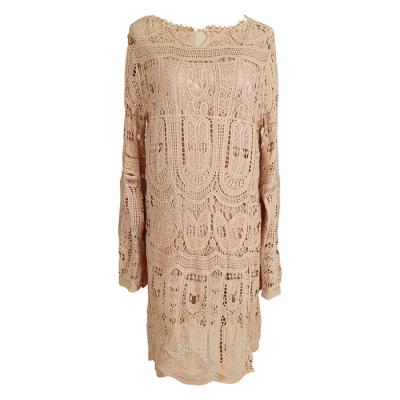 China Breathable Premium Quality Women's Knitted Jacquard Dress Crewneck Sweater Dress With Underwear for sale