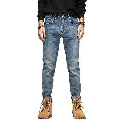 China High End Quality Men's Stretch Jeans Mid Waisted Denim Breathable Casual Warm Slim Fit Jeans for sale