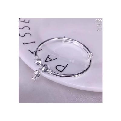 China Trendy Style 925 Sterling Silver Minimalist Lotus Flower Bangles Fine Polishing Bracelet For Women for sale