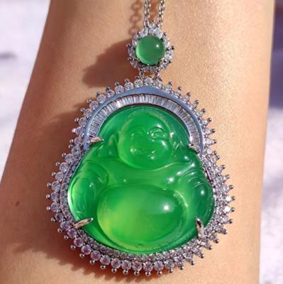 China CLASSIC Solid 925 Silver CZ bling bling Green color Jade Pendants for sale