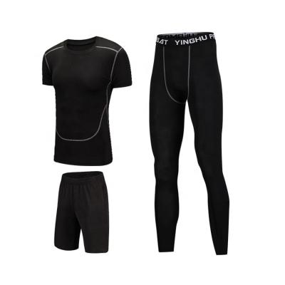 China Wholesale Price Mens Gym Set Breathable Professional Compression Suit Slim Fit Suits 3 Pieces Compression Wear for sale