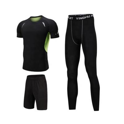 China Good Quality Men Fitness Compression Clothing Breathable Compression Shirt And Pants Set For Workout Fitness for sale