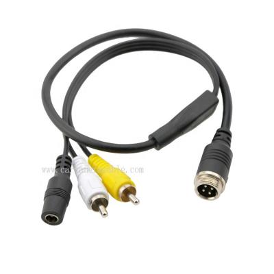 China Car lcd monitors swallowtech m12 4pin connector rca dc ul94v-0 video audio power cables for car top view camera system for sale