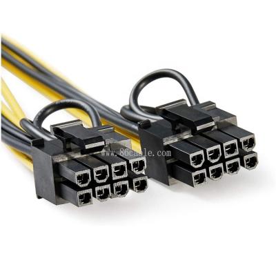 China Computer Power Supply 18Awg 20cm 8 Pin Female 2 Left Male Cor Graphics Card Power Supply Cable PCIe 8pin Splitter GPU to Dual PCI Express 6+2pin Y for sale