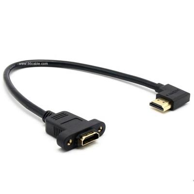 China COMPUTER High Definition Multimedia Connect Right Angle Male To Female Panel Mount Cable Video Extension Cables 2.0V for sale