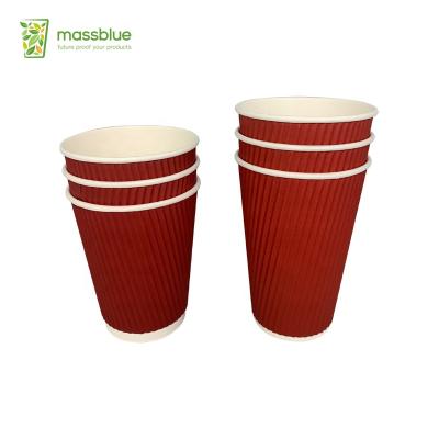 China New Fashion Disposable Takeaway Double Wall Printed Different Size Hot Coffee Drink Cups for sale