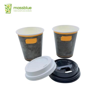 China 2021 Disposable Eco Design Cheap Hot Drink Coffee Black Kraft Paper Cups With Lid for sale