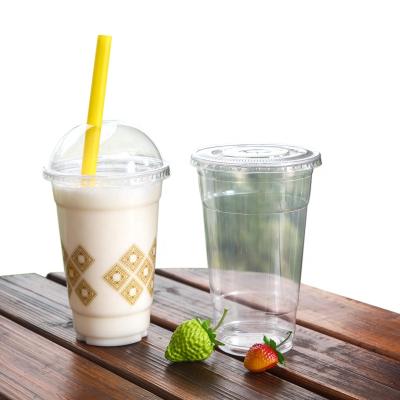 China Disposable / Eco-friendly / Stocked Disposable Transparent Plastic Cup Milk Tea Drink Cup With Lids for sale