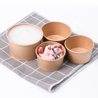 China Custom Disposable Disposable Paper Ice Cream Holder Various Sizes Kradt Kradt Paper Cups With Lids Covers For Ice Cream Packaging for sale