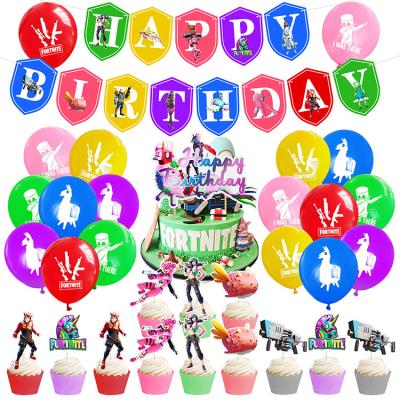 China HappyBro Fortnite Theme Party Decorations Fortnite Party Need Birthday Cake Topper Balloon Set Party Supplies for sale