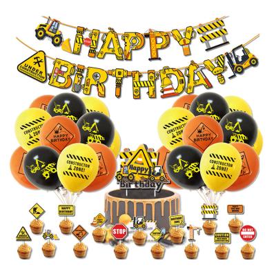 China HappyBro Birthday Construction Engineering Vehicle Theme Party Decorations Party Need Topper Birthday Cake Balloon Set Party Supplies for sale