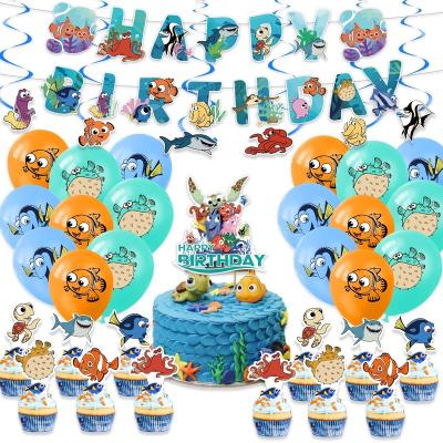 China HappyBro Birthday Balloon Set Cake Topper Happy Birthday Banner Set Nemo Theme Party Decorations Birthday Nemo for sale