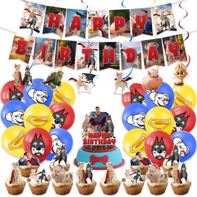 China HappyBro HappyBro Birthday Party Theme Superb Pets Birthday Balloon Set Cake Topper Happy Birthday Banner Set for sale