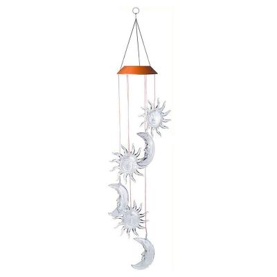 China Plastic Hanging Outdoor Waterproof Led Wind Chime Sun Moon Lamp Landscape Lamp Solar Wind Chime Lamp Minimalist Chime Lamp for sale