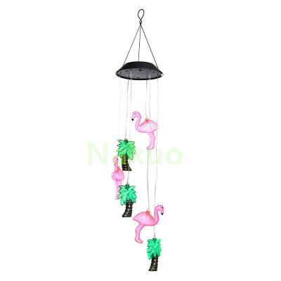 China Factory Price Minimalist Wind Rings Flamingo Bird Butterfly Dragonfly LED Wind Bells Waterproof Plastic For Garden Decoration Chime for sale