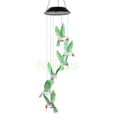 China LED Solar Wind Chimes Hummingbird With RGB Led Change Light Color Solar Powered Wind Chimes for sale