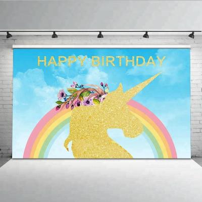 China Mehofoto 7x5ft Seamless Vinyl Birthday Photo Backdrop Durable Digital Printing Unicorn Photography Background for sale