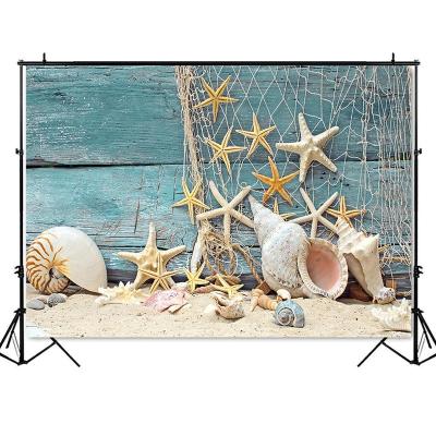 China Sea Seamless Wood Wooden Wall Backdrop Photography Newborn Baby Starfish Baby Photo Studio Backgrounds for sale