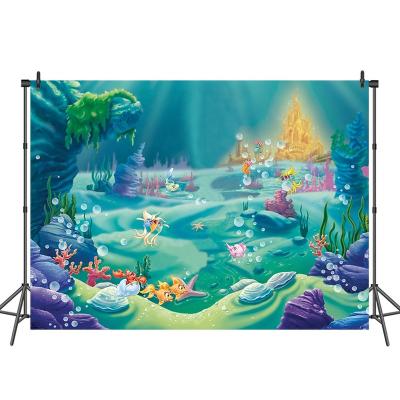 China Water sea world castle photography studio backdrop seamless background of fairy tale mermaid birthday background for sale