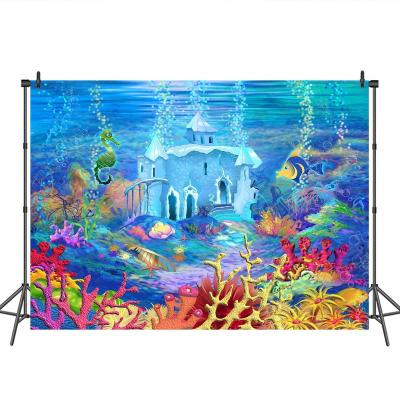 China Seamless Cartoon Background Water Castle No Wrinkles Newborn Baby Photography Backdrops Photo Backgrounds For Children for sale