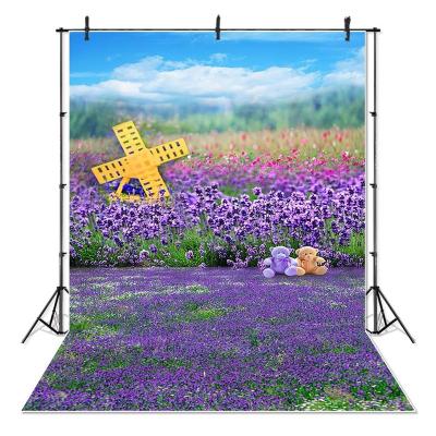 China Seamless Lavender Field Photography Backdrop Spring Flower Photo Backgrounds For Romantic Wedding Studio Props for sale