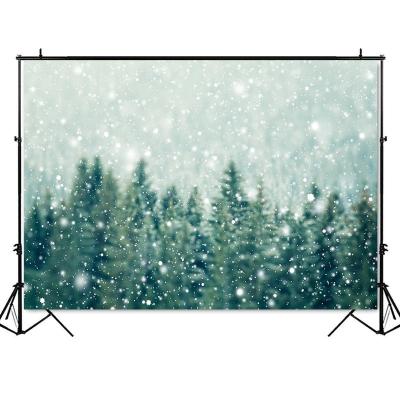 China Forest Photography Backdrop Winter Wonderland Winter Snowflake Bokeh Photo Shoot Studio Seamless Background for sale