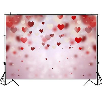 China Seamless Red Hearts Photography Backdrop Valentine's Day Wedding Decoration Rustic Photo Background for sale