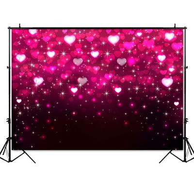 China Hot Pink Bokeh Heart Photography Backdrop Glitter Valentine's Day Birthday Party Banner Seamless Backgrounds for sale