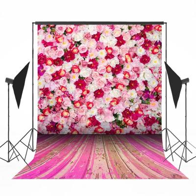 China Valentine's Day Seamless Romantic Flower Printed Photography Background Pink Flowers Wall Printing Fabric Photo Backdrops for sale