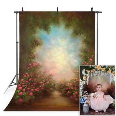 China Vivid spring scene photo backdrop fantasy garden flowers romantic fairy tale theme photography background for studio for sale