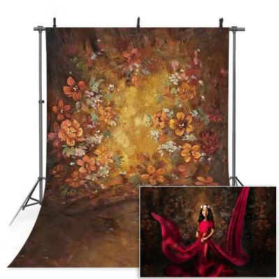 China Vivid Yellow Flower Fine Art Photo Backdrop Oil Painting Photo Studio Photography Floral Background for Portrait for sale