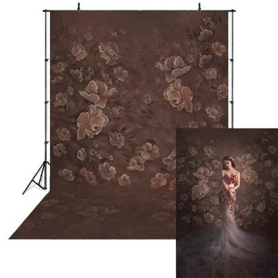 China Vivid Floral Hand Painted Grandmaster Brown Grandmaster Photography Portrait Girl Backdrop Seamless Nonwoven Vinyl Photostudio for sale