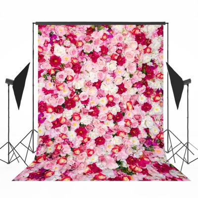 China Rose Flowers Wall Photography Backdrop Red Seamless Wedding Decorations Bridal Shower Photo Studio Background for sale