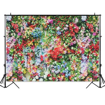 China Seamless Colorful Flower Wall Wedding Floral Photography Backdrop Nature Flowers Wall Photo Studio Background for sale