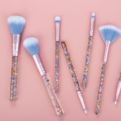 China Crystal Handle With Glitter Handle Wholesale Private Label 7 Pieces Custom Individual Makeup Brush Set for sale